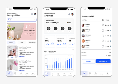 Beauty services management App, Business account app appdesign beauty app business account checkout pages dailyui design mobileapp ui uidesigner uiux ux webdesign