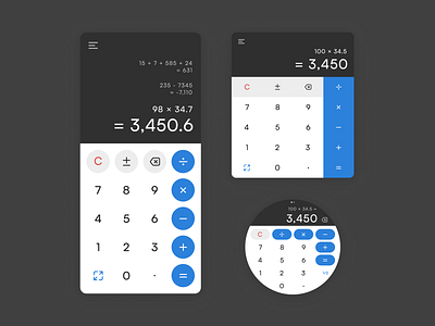 Daily UI #004 — Calculator android app calculator dailyui dailyuichallenge desktop figma mobile smartwatch ui uiux user interface design ux uxui visual design wearos