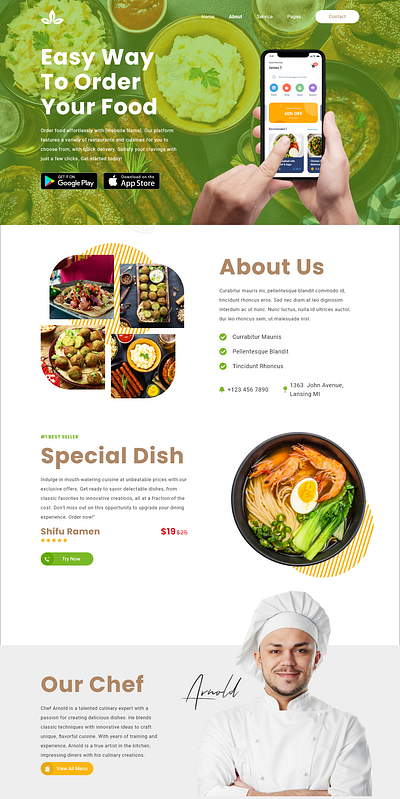 Restaurant Landing Page Design adobe adobe illustrator adobe xd background brand identity e commerce graphic design landing page landingpage mockup ui ui design ui ux user experience ux design uxui web design webdesign website website design