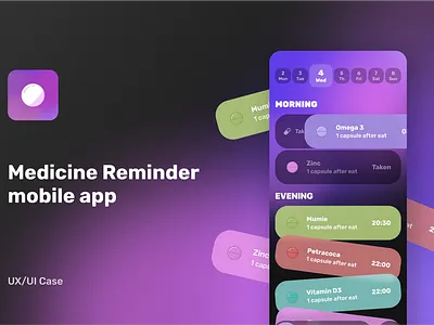Medicine Reminder Mobile App 💊 app design care clean dark theme doctor health healthcare hospital medicine reminder mobile app design pills product design reminder stats tablets ui ux