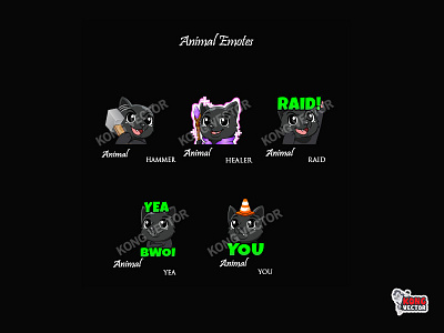 Animal Twitch Emotes cartoon cat cat emote custom emote cute design design emoji emote emotes illustration twitch twitchemote twitchemotes