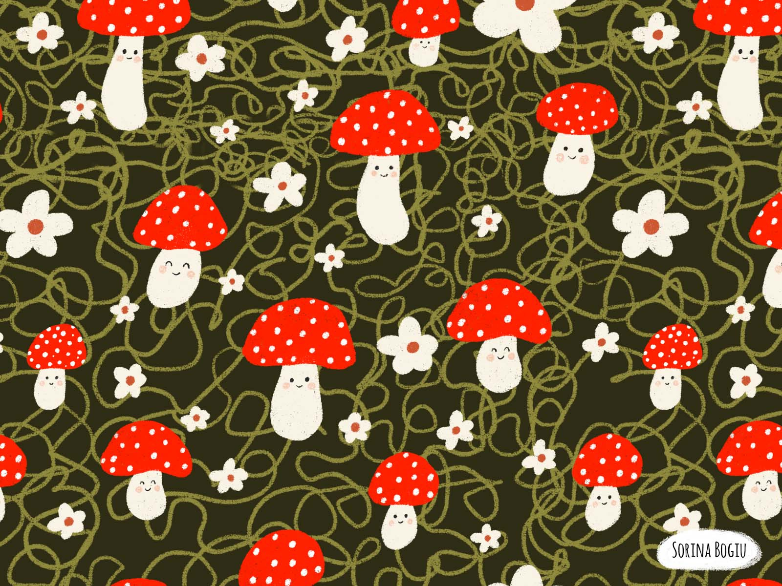 Mushroom Pattern Design by Sorina Bogiu on Dribbble