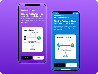 Lockdown Privacy & VPN Onboarding Screens mobile app design onboarding ui ux