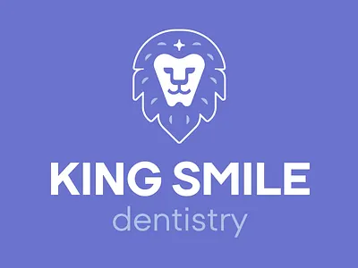 KING SMILE animal dentistry face graphic design king lion logo shine smile tooth