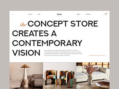 heim. The Concept Store art branding concept decor design furniture landing landing page marketplace modern shop store typography ui web web design