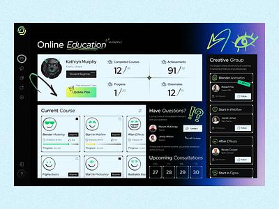 Online Education // Dashboard blacklead blacklead studio blender books courses education learning online platform product skills web webflow