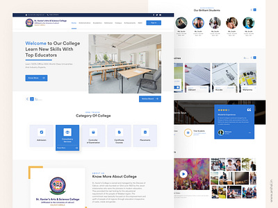 College Landing Page 3d adobe animation blue branding college dark design education graphic design illustration illustrator landingpage logo motion graphics school ui ui design uidesign website