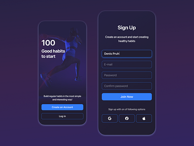 Sign Up | Daily UI Challenge 001 001 create account dailyui dailyui 001 mobile app sign up stat page ui ui design