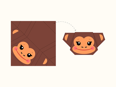 Monkey origami 2d animal board game cartoon character children creative cute design game illustration kid monkey origami toy vector