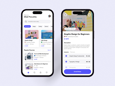 E- Learning App app design course e learning mobile app study app ui ui ux ux