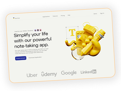 Note-Taking App Landing Page Design agency website app landingpagedesign notetaking pp website design