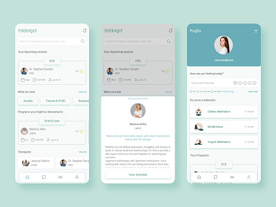 Group Therapy App Concept android app appdesign aqua available to work branding design ios iphone14 meditation minimaldesign moderndesign open to work prototyping simple therapy ui uidesigner uxdesigner web app