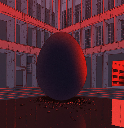 Higher Intelligence ai alien building cinematic egg epocalyptic hand drawn illustration sci fi sci fi illustration soviet