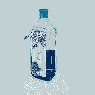 Bottle gin flowers animation branding design graphic design illustration minimal procreat ui ux
