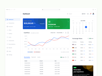 Cash management Dashboard cash management dashboard design minimal ui design