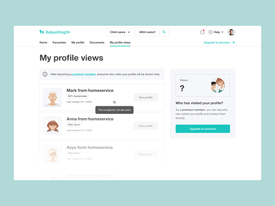 My profile views desktop favourites identity illustration marketplace navigation p2p premium product design profile views web