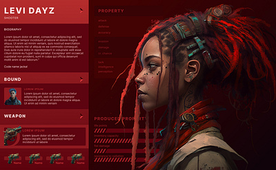 Character editor art branding character character editor design editor game game interface girl graphic design midjourney motion graphics neural network promo screen red screen shooter ui web web design