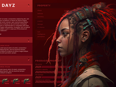 Character editor art branding character character editor design editor game game interface girl graphic design midjourney motion graphics neural network promo screen red screen shooter ui web web design