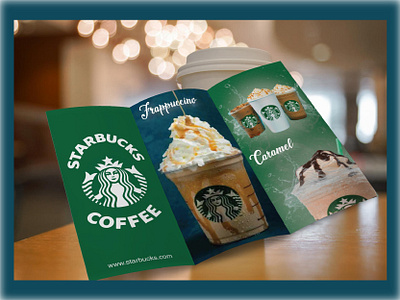 Tri Fold Menu Design branding design graphic design menu menudesign motion graphics resturant starbuks trifold