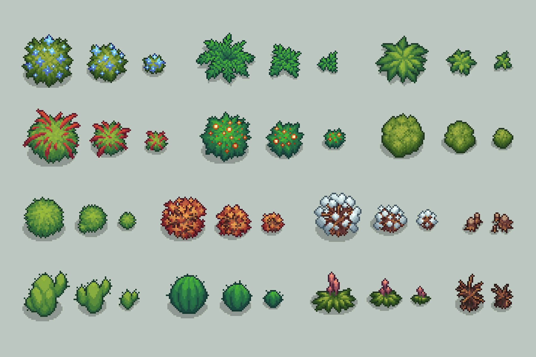 Free Top-Down Bushes Pixel Art By 2D Game Assets On Dribbble