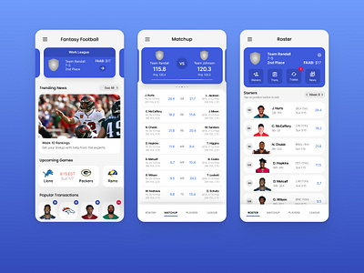 Fantasy Football - UI Concepts branding design ui ux