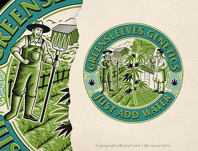 GREENSLEEVES GENETICS apparel badge design branding cannabis clothing graphic design illustration logo logo design typography vector