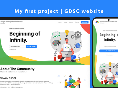 Website:Google Developer Students Club adobe college website design figma gdsc google google developer students club mobile design responsive website ui uiux ux web design website