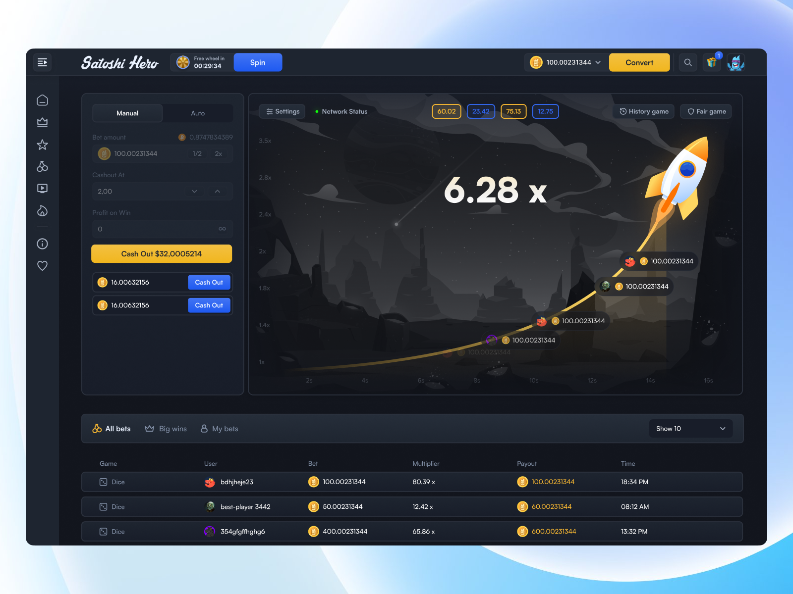 Satoshi Hero Crash Casino Game by Sok Studio on Dribbble