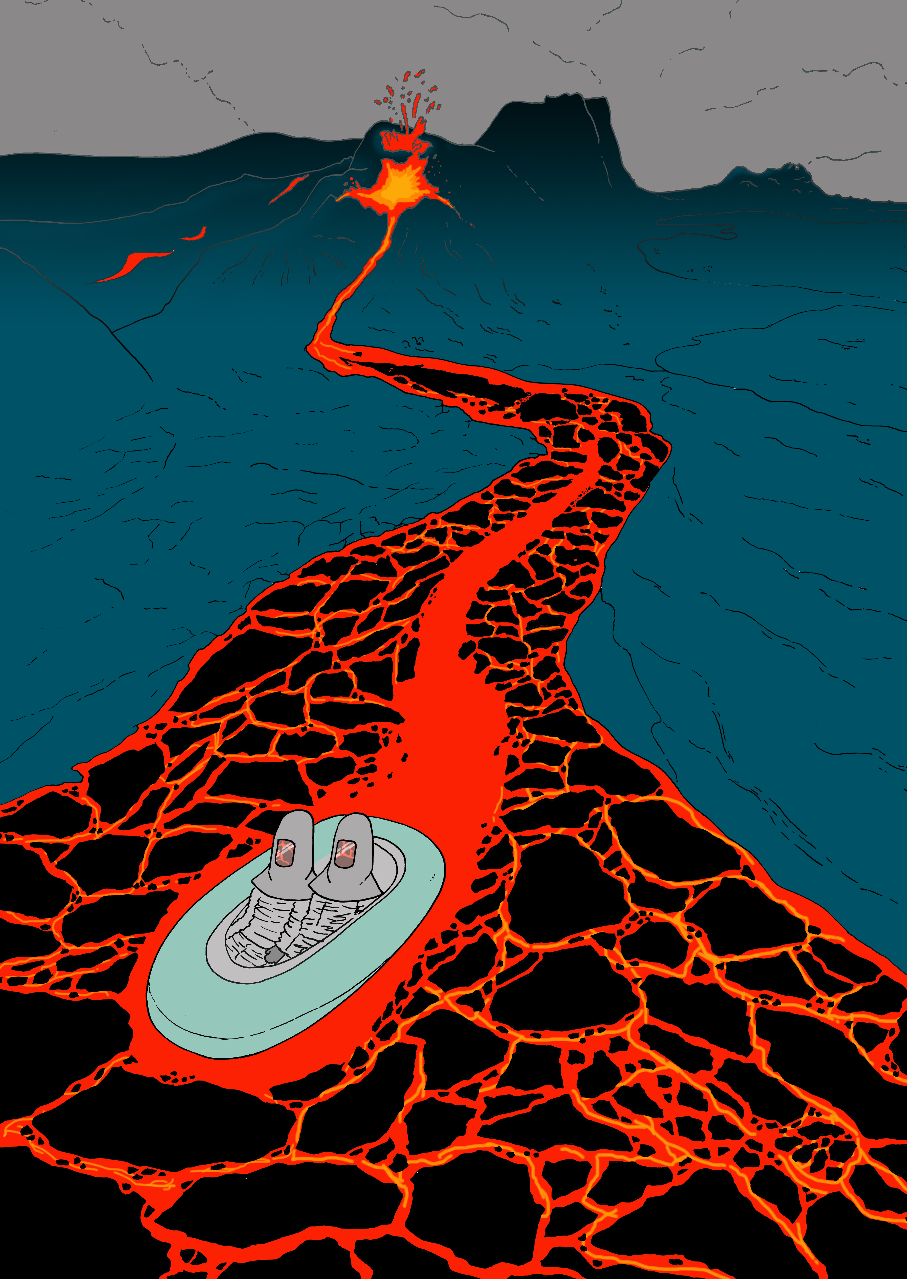 Fire of Love Poster Illustration film poster fire of love illustration lava miranda july poster poster illustration volcano volcanologist