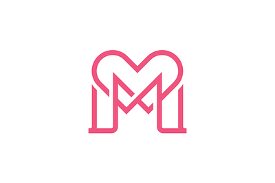 Letter M Love Logo app branding dating heart icon letter m logo love m logo monoline romantic vector