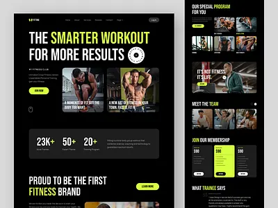 Fitness Website Design - Fitting design fitness fitting gym homepage landing page ui ui design uihut web web design web resourse web ui webdesign webflow design website website design yoga