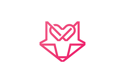 Fox Love Logo animal logo app branding fox logo heart icon line logo love monoline romantic smart vector wild