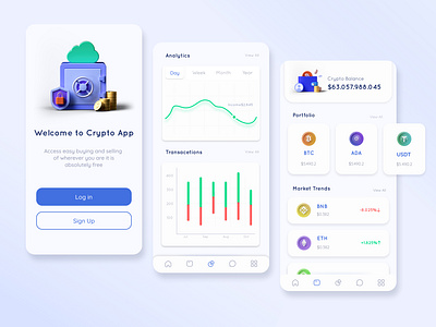 Crypto App_ Light_Mode 3d crypto cryptocurrency design figma mobile app mobile design ui ux