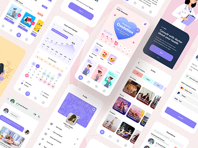 Lofee – Free Woman Health UI Mobile Design Kit app design figma download figma freebies free figma download freebies health app health check mobile mobile app ui ui design ui ux uikit ux design women health