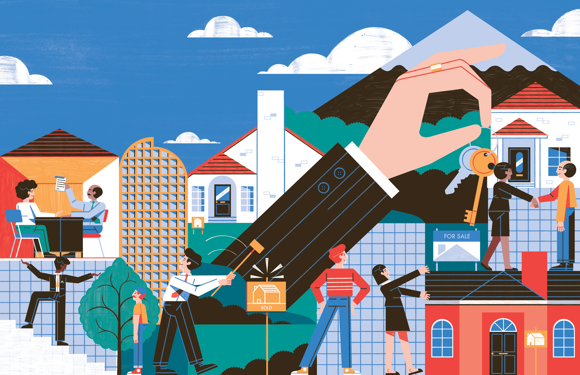 Real Estate character digital editorial finance folioart illustration michael driver property