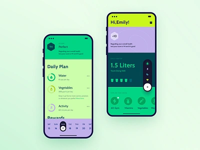 emily app clean green healthcare minimal mobile app simple tracking ui voit xandovoit