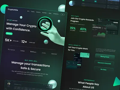 CryptoMile Landing Page buying clean web ui creative website crypto website ui design figma graphic design landing page landing page ui minimal website modern nft website ui selling trendy ui wallet create web design web ui website website inspiration