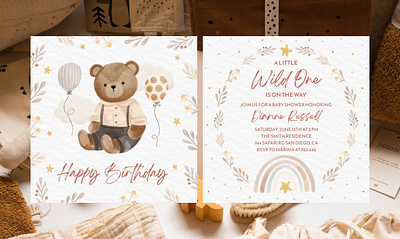 Postcard design for a children's party design graphic design illustration invitation postcard ui