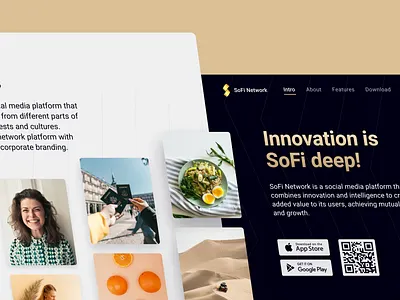 Sofi Landing Design 3d card design graphic design landing page present social media ui uiux ux web design website