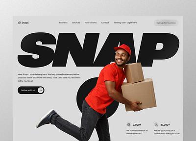 SnapX Delivery Service Landing Page appinterferance courier delivery service design landing page minimal ui uidesign ux web design