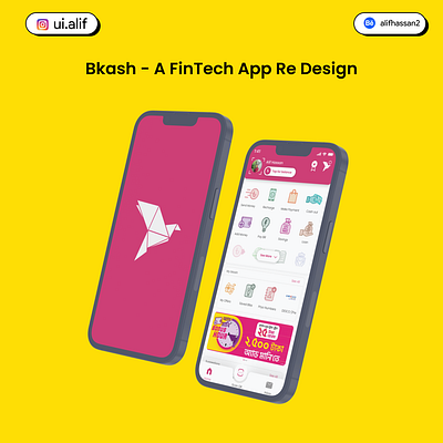 Bkash - " A Bangladeshi FinTech App Re-Design" app development appdesign fintech ui uiux ux