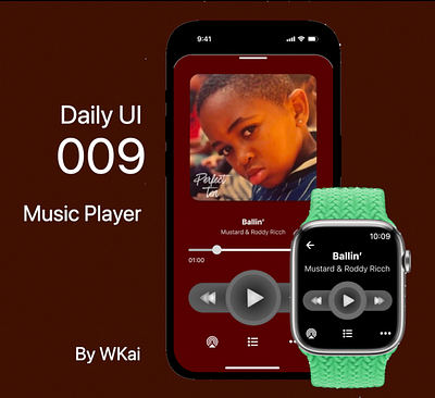 Daily UI :: 009. Music Player. animation app dailyui mobile ui ux watch