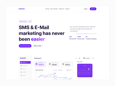 Marker - Landing Page concept design hero landing page login logo product design redesign signup ui user interface ux web design