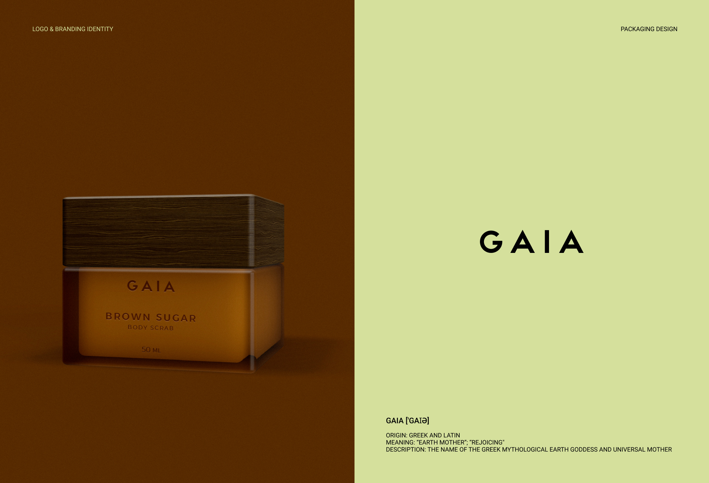 GAIA | NATURAL COSMETICS BRAND artdirection bottledesign branding brandingidentity cosmeticsdesign logo pack packaging packagingdesign