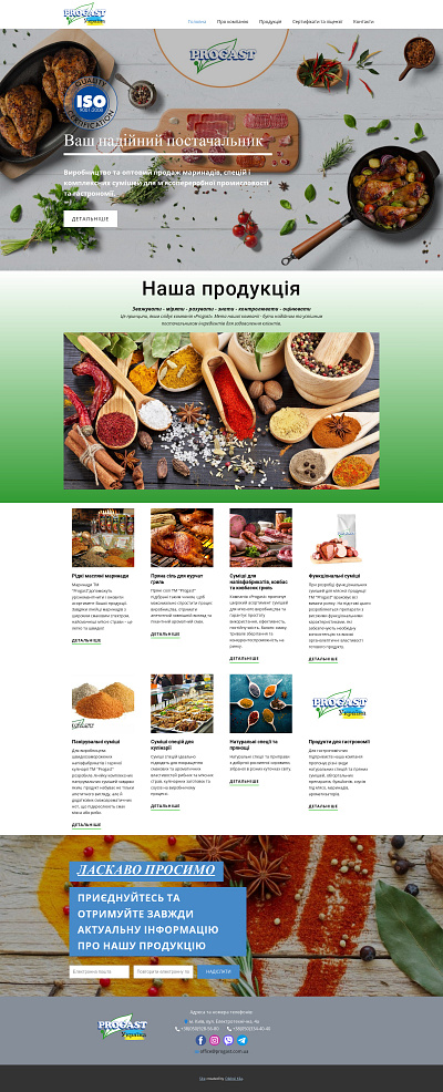 Creation of a website for a company selling spices design site