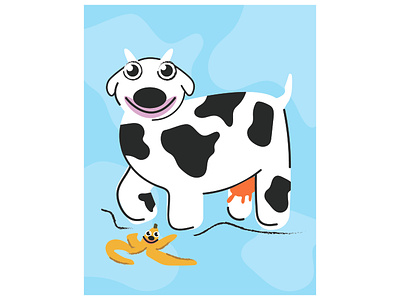 Blissfully Unaware adobe illustrator banana banana peel blue cow cow print design flat happy accident illustration illustrator