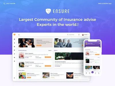 Insurance Web & Mobile Application case study claim dashboard empty status ensure enterprise funeral insurance insurance app insurance case study insurance portal karthik karthik n s navigation onboarding saas sign in sign up walkthrough web application