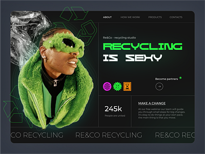 Recycling Studio Website 2023 art branding bright design figma graphic design green landing recycle campaign recycling sexy ui ui design ui ux ux ux design website website design young