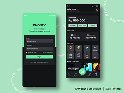 EMONEY, E-Wallet UI Design App app design ui ux