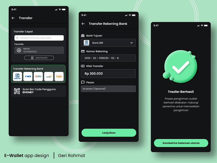 EMONEY, E-Wallet UI Design App by Geri Rohmat on Dribbble